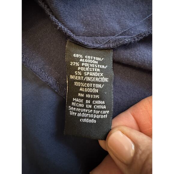 Zac & Rachael Plus 1X Navy Woven Knit Long Sleeve Button Up Tab Sleeve Work Fall - Picture 11 of 11
